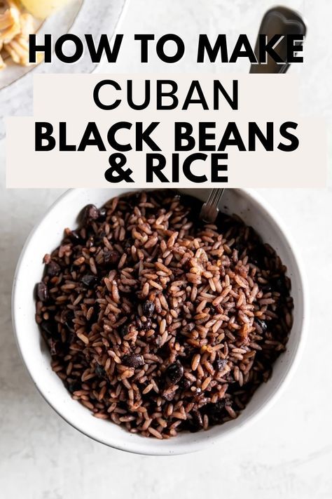 Congris Cubano Recipe, Cuban Black Beans And Rice, Cubano Recipe, Cuban Rice And Beans, Black Beans Rice, Rice Black Beans, Cuban Black Beans, Rice And Beans Recipe, Cuban Dishes