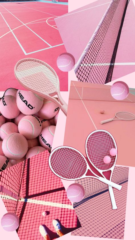 Pickleball Aesthetic Wallpaper, Tennis Balls Aesthetic, Pink Tennis Aesthetic, Tennis Collage, Pink Tennis Balls, Pink Tennis Racket, Tennis Essentials, Tennis Poster, Tennis Posters