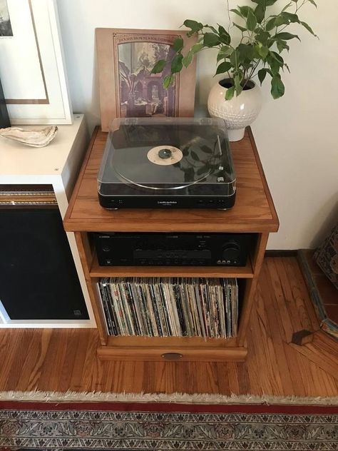 Lp Record Storage, Record Player Console, Record Stand, Audio Room, Vinyl Record Storage, Record Storage, Wooden Shelf, Record Players, Room Decor Bedroom Teenage