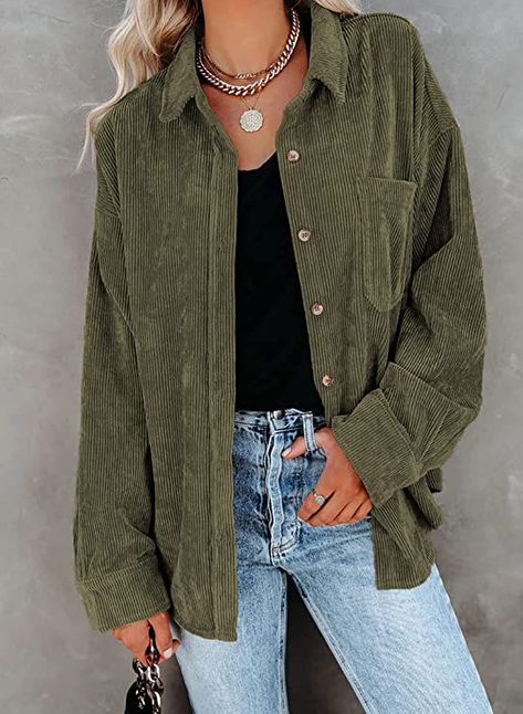 Corduroy Shirts, Stil Inspiration, Pocket Shirt, Collar Blouse, Casual Blouse, Mode Style, Button Shirt, Olivia Mark, Oversized Shirt