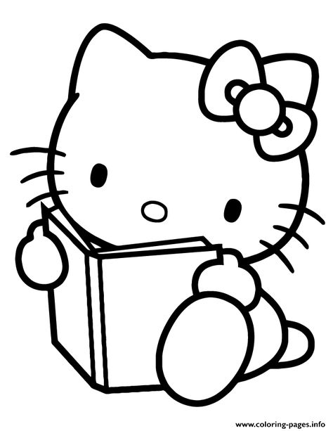 Hello Kitty Reading, Hello Kitty Desenho, Hello Kitty Clipart, Hello Kitty School, Hello Kitty Imagenes, Hello Kitty Colouring Pages, Images Hello Kitty, Hello Kitty Jewelry, Hello Kitty Images