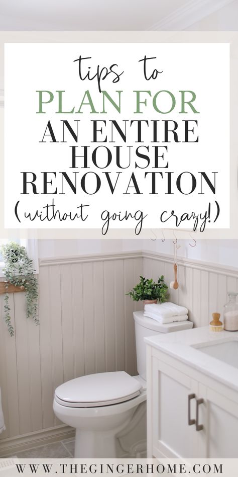 How to stay sane through home renovations. How to plan for entire house renovations. Home renovation worksheets. How to stay sane while renovating. Home renovations without going crazy Home Renovation Steps, Diy Budget Renovation, Diy Cottage Renovation, Budget Home Remodel, Cost Of Renovating A House, Renovating A Small Old House, Tips For Home Renovation, Whole House Makeover, Old House Renovation On A Budget