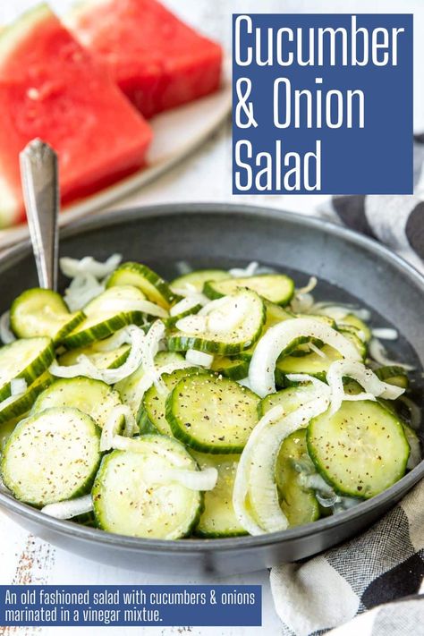 Cucumber And Onion Salad, Cucumber And Onion, Cucumber Onion Salad, Cucumber Salads, Eat Healthy On A Budget, Bbq Pork Tenderloin, Dill Salad, Easy Dinners For Two, Healthy On A Budget