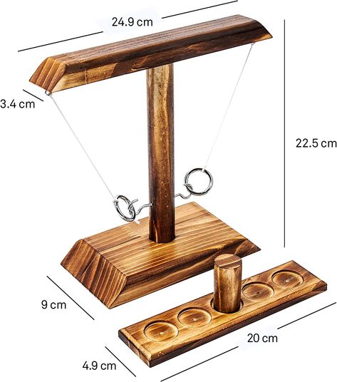 Ring Toss Game, Ring Toss with Shot Ladder, Fun Hook and Ring Game, Handmade Wooden Interactive Game for Home and Party Hook And Ring Game, Game Hook, Kule Ting, Diy Yard Games, Seni Pop, Ring Toss Game, Shoelace Patterns, Ring Game, Wood Games