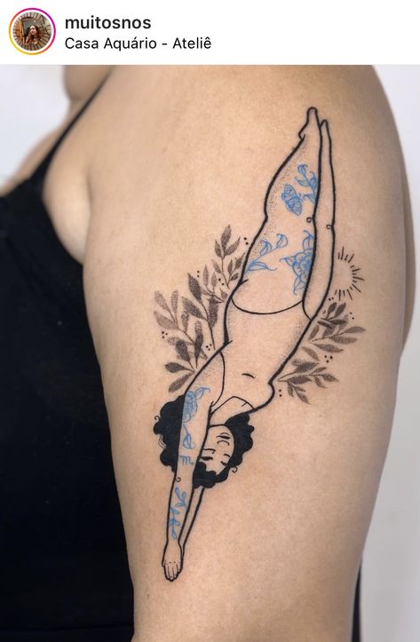 Plus Size Mermaid Tattoo, Curvy Mermaid Tattoo, Curvy Girl Tattoos, Plus Size Tattoo Placement, Bathtub Tattoo, Floating Tattoo, Plus Size Tattoo Ideas, Plus Size Tattoo, Curvy Mermaid