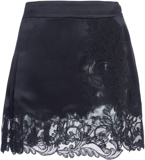 Versace Pleated And Lace-Paneled Silk-Satin Mini Skirt Short Satin Skirt, Silk Skirt Short, Versace Skirt, Silk Mini Skirt, Lace Mini Skirt, Satin Mini Skirt, Best Lingerie, Silk Gown, Lace Hem