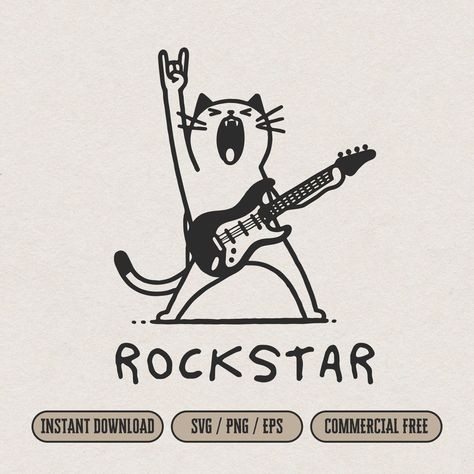 Dancing Cats Illustration, Cat Playing Electric Guitar, Rock And Roll Wall Art, Rockstar Cat Drawing, Music Svg Free, Rock And Roll Illustration, Cat Poster Design, Cat With Guitar, Rockstar Cat Rockstar Cat Drawing, Music Svg Free, Rock Star Drawing, Rock Music Illustration, Rock And Roll Illustration, Rockstar Illustration, Rock Band Illustration, Cat Poster Design, Guitar Graphic Design