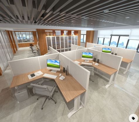 Modern Cubicle Office Design, Corporate Office Cubicle, Modern Cubicle Design, Open Cubicle Work Spaces, Open Office Cubicle Design, Builders Office Interior Design, Research Room Design, Bullpen Office Layout, Cubicle Office Layout