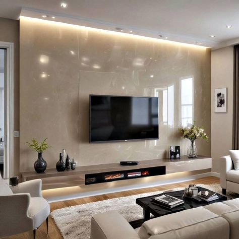 40 TV Wall Ideas to Upgrade Your Entertainment Area Media Wall Design Modern Luxury, Tv Wall Background Ideas, Big Screen Tv Wall Ideas, Simple Tv Wall Ideas, Tv Wall Design Luxury, Built In Tv Wall Unit, Tv Wall Panel, Tv Wall Ideas, Loft Style Apartments