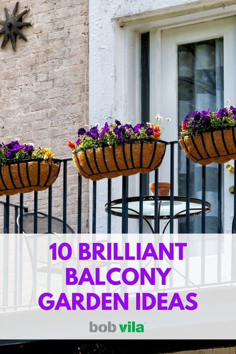 Adding flowers to your deck will make for some beautiful scenery when looking out your windows. Even if you have a sunroom with a screened in porch, incorporating potted plants will make your view so much better. | 10 Brilliant Balcony Garden Ideas Hanging Garden Balcony, Diy Balcony Planters, Flower Box Balcony, Balcony Flower Pots, Balcony Ideas Apartment Pots & Planters, Balcony Pots Ideas, Balcony Flowers Ideas, Balcony Planter Ideas, Balcony Plants Ideas