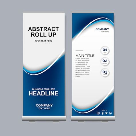 Vector blue modern roll up so business s... | Premium Vector #Freepik #vector #roll-up-banner #corporate-business #stand-banner #corporate-business-card Rollup Banner Design, Corporate Banner, Banner Clip Art, Rollup Banner, Roll Up Banner, Retractable Banner, Corporate Design, Business Template, Roll Up