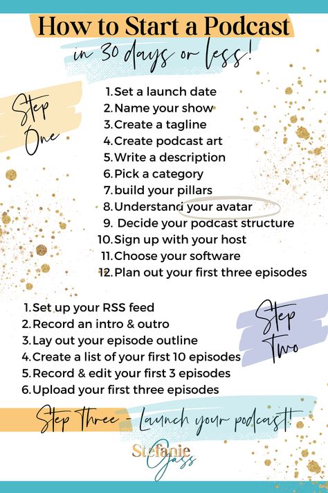 If you're thinking about starting a podcast, you may be wondering what all the steps are to start or grow your own show. Maybe you're curious about what launching will look like but you have NO idea where to start! In this post, I'll go through my Podcast Launch Checklist which is a complete bundle of trainings to help you go from an idea to making a podcast a reality in 30 days or less! How To Begin A Podcast, How To Start Podcasting, How To Make A Podcast Tips, Know For Sure Podcast, Starting A Podcast How To, How To Plan A Podcast, Podcast Start Up Checklist, Lifestyle Podcast Ideas, Things You Need To Start A Podcast