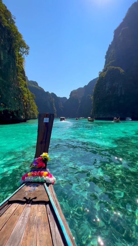 Phi Phi islands –the paradise found. 🏝️☀️ Time to get lost in the ocean and land yourself among the turquoise blue waters of Phi Phi… | Instagram Phi Phi Islands Thailand, Maya Bay Phi Phi Island, Phuket Photo Ideas, Phuket Thailand Aesthetic, Pictures For Vision Board, Island Life Aesthetic, Phi Phi Island Thailand, Phuket Thailand Travel, Thailand Islands