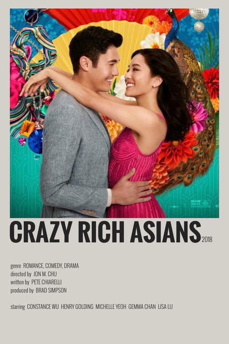 crazy rich asians minimalist/alternative movie poster Rachel Chu, Movie Character Posters, Romcom Movies, Henry Golding, Constance Wu, Gemma Chan, Iconic Movie Posters, Brad Simpson, Girly Movies