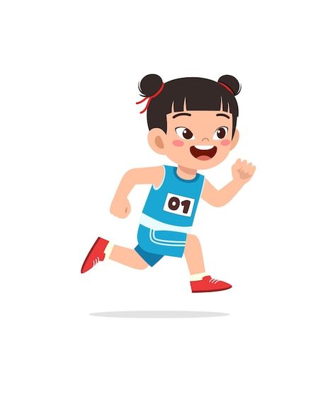 Little kid wearing uniform for run race | Premium Vector #Freepik #vector #boy-running #kids-exercise #kids-running #running Exercise Pictures Cartoon, Kid Running Drawing, Kids Running Illustration, Run Image, Person Running Drawing, Running Cartoon Character, Run Pose, Run Pictures, Running Character