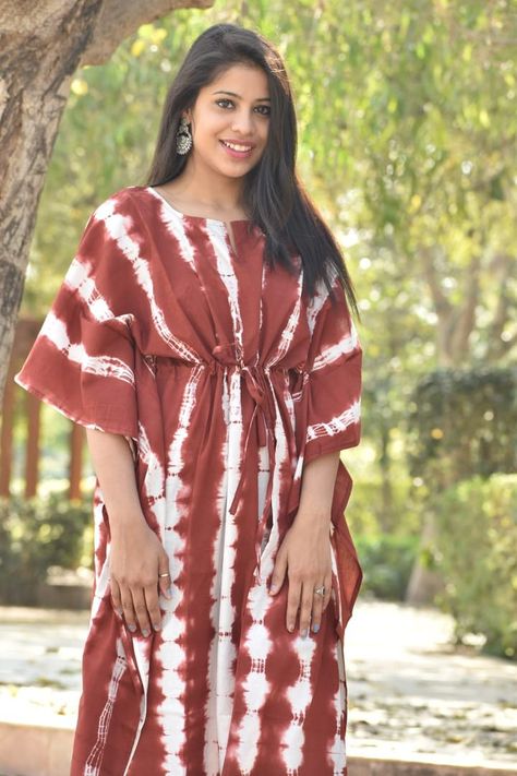 "*Dress Type - Kaftan Beautiful Kaftan️Hand *Block printed KAFTAN* *🔸️Authentic PRINT, with natural colours.* *🔸️100% Pure cotton* *🔸️Free Size.... Length : 52 inch* *handmade *Hand block Print *One Size - loose and comfy to fit any size (Free Size) *Long kaftan Length - 52\" Inches approx. *Fabric - 100% Cotton *Hand made item *Hand block print *Indian Jaipuri Hand Block Designer Printed Cotton Hand Block printed *KAFTAN* *Material - Pure cotton Pattern- Hand Block Printed, floral and Jaipur Gown For Pregnant Women, Hen Party Dress, Cotton Kaftan Dress, Dress Kaftan, Dress Stylish, Long Blue Dress, Long Kaftan, Muslim Women Fashion, Cotton Kaftan