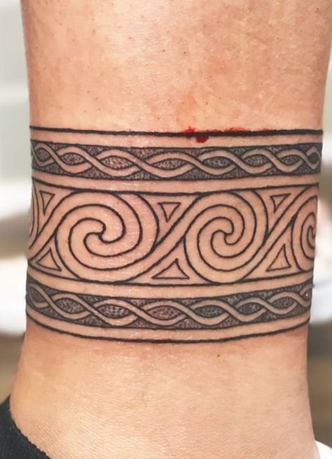 Nordic Wrist Band Tattoo, Norse Celtic Tattoo, Celtic Wrap Around Tattoo, Spiral Arm Band Tattoo, Norse Arm Band Tattoo, Irish Arm Band Tattoo, Celtic Geometric Tattoo, Pictish Tattoo Women, Celtic Nordic Tattoo