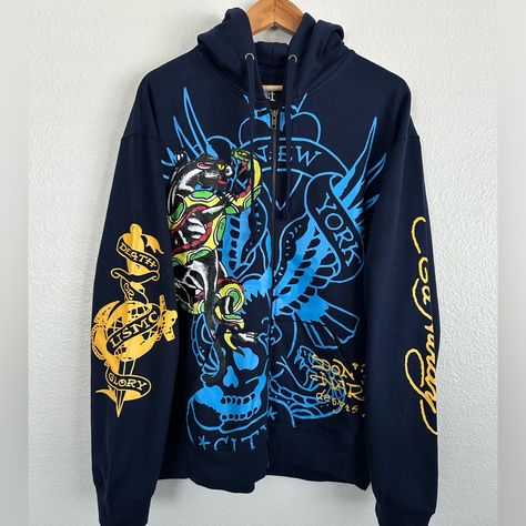 New/ Authentic Ed Hardy By Christian Audigier Panther Bulldog King Usmc Hoodie Men’s Available Sizes Size Large Size Xl Size 2xl Sold Out Offers Welcomed Usmc Hoodie, Hardy Shirts, Christian Audigier, Hoodie Men, Ed Hardy, Colorful Hoodies, Grey Fashion, Fifa, Blue Gold