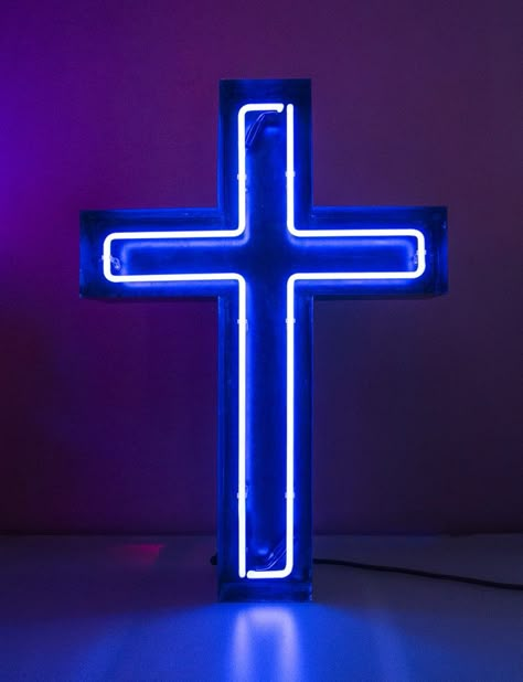 Blue Cross Wallpaper, Spotify Profiles, Spiritual Aesthetics, Howard Thurman, Blue Bible, Blue Bg, Neon Light Wallpaper, Neon Azul, Blue Neon Lights