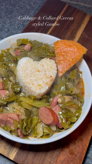 Collard Green Gumbo, Green Gumbo, Cajun Cooking Recipes, Easy Food Dishes, Gumbo Ingredients, Smoked Turkey Legs, Collard Greens Recipe, Collard Green, Southern Cooking Recipes