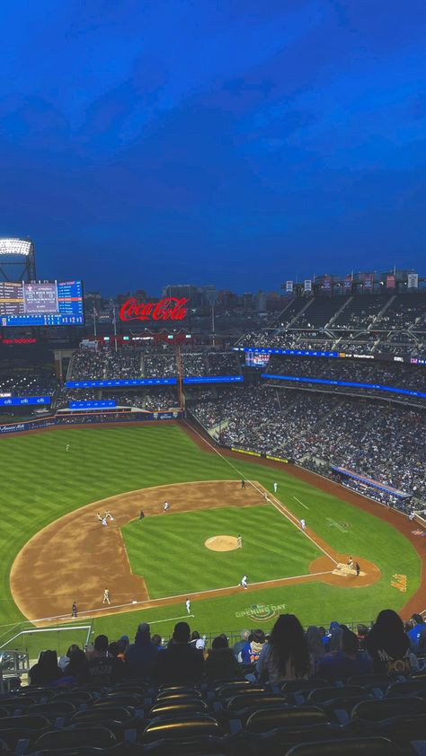 Mets Game Aesthetic, Baseball Vision Board, Pitcher Aesthetic Baseball, Mlb Game Aesthetic, Citi Field Mets, Aesthetic Baseball Wallpaper, Baseball Astethic, Baseball Aesthetic Wallpaper, Baseball Game Aesthetic