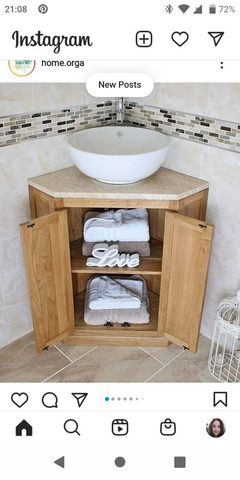 Rustic Bathroom Sinks, Lavabo D Angle, Bad Room Design, Shower Makeover, Furniture Flipping Business, Corner Sink Bathroom, Toilet And Bathroom Design, Small Bathroom Interior, Washroom Decor