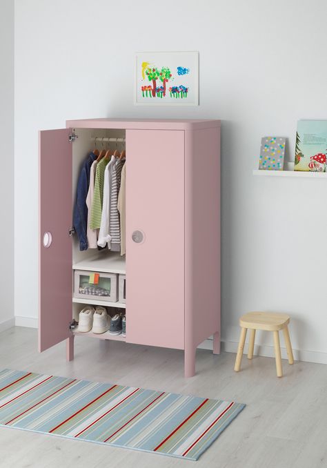 Blush Nursery Inspiration - Rock My Family blog | UK baby, pregnancy and family blog - Ikea Wardrobe Ikea Busunge Wardrobe, Busunge Ikea Kids Rooms, Baby Wardrobe Design, Baby Wardrobe Closet, Baby Wardrobe Ideas, Rose Gold Nursery, Childrens Wardrobes, Ikea Kids Room, Wardrobe Light