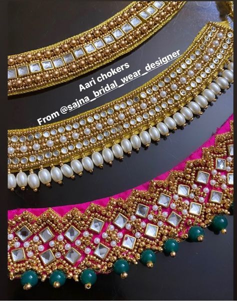 Maggam Work Vaddanam Designs, Aari Choker Necklace, Maggam Work Belts For Sarees, Saree Belt Designs Silk, Hip Belt Aari Work, Aari Belt Design, Aari Hip Belt Design, Saree Belt, Silk Thread Bangles Design