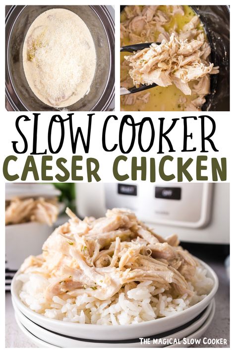 Amazing Slow Cooker Recipes, Crockpot Meat, Chicken Breast Crockpot Recipes, Caesar Chicken, Crockpot Chicken Breast, Cloud Bread, Caesar Dressing, Crockpot Dishes, Chicken Slow Cooker Recipes