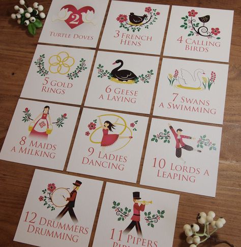 Christmas Wedding - 12 Days of Christmas Table Numbers Winter Wedding Theme, Christmas Wedding Table, Unique Wedding Stationery, Christmas Wedding Invitations, Wedding Blessing, Bespoke Invitations, Winter Wedding Bouquet, Bespoke Wedding Invitations, Festive Wedding