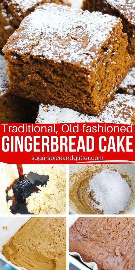 Old-Fashioned Gingerbread Cake Easy Gingerbread Cake, Easy Gingerbread Recipe, Traditional Gingerbread, Gingerbread Dessert, Gingerbread Cake Recipe, Hank Marvin, Cake Stall, Patty Cake, Mint Brownies