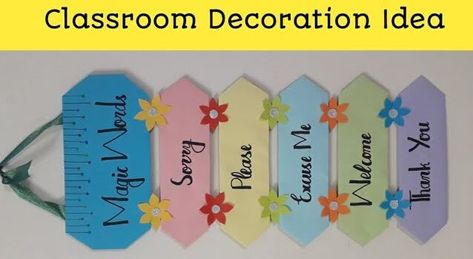 Classroom Decoration With Charts Check more at https://www.kidsartncraft.com/classroom-decoration-with-charts/ Classroom Crafts For Teachers, Magic Words Chart, Magic Words Chart For Preschool, Magical Words Chart For Kids Classroom, House Chart Ideas For Classroom, Alphabet Charts For Classroom, Magic Words Classroom Decoration, Welcome Charts For Classroom, Creative Charts For Classroom Ideas