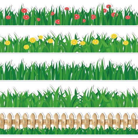 PRICES MAY VARY. GREEN GRASS BULLETIN BOARD BORDERS: The bulletin border stickers have 5 designs and come with patterns of green grasses, flowers, fences, colorful and bright, full of vigor and vitality, great for decoration and craft making. PACKAGE INCLUDES: The bulletin border stickers have 5 designs, 12pcs of each, 60pcs in total. The bulletin border trim measures about 35cm/13.8 inch long and 7cm/2.8 inch wide, 69ft in total, enough for you to use. GOOD MATERIAL: Made of good quality paper, Grass Border Design, Grass For Bulletin Board, Grass Bulletin Board, Grass Sticker, Class Tree, Grass Border, Bulletin Borders, Flower Fence, Growing Garden