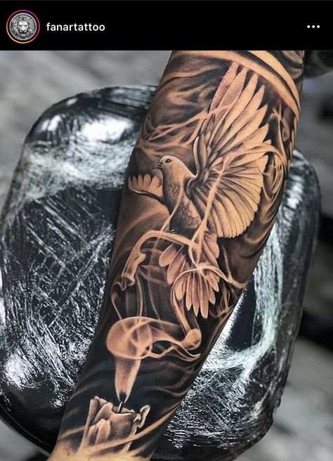 Men Cheat Tatoos, Tattoo Add Ons Ideas Half Sleeves, Dove Tattoo Men Sleeve, Spiritual Tattoos For Men Forearm, Low Arm Tattoo, Mens Sleeve Tattoo Ideas Top 10, Men’s Forearm Sleeve, Dove Tattoo Men Forearm, Dove Sleeve Tattoo