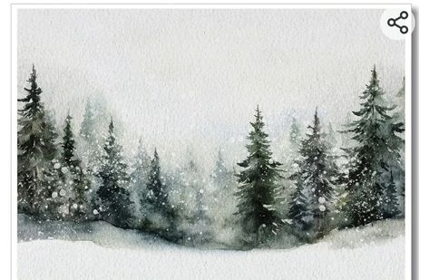 Watercolor Painting Christmas, Snow Pine Trees, Trees Watercolor Painting, Winter Scene Paintings, Trees In Winter, Pine Tree Painting, Trees Watercolor, Seasons Photography, Tree Watercolor Painting