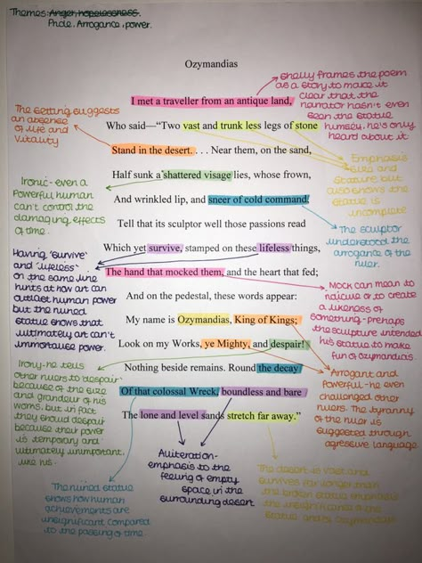 Power and conflict poems GCSE Ozymandias annotated poem Power And Conflict Poetry Revision Ozymandias, How To Annotate Poems, Writers Effect Igcse, Ap Literature Notes, Poems Annotation, Ozymandias Analysis, Annotating Poems, Gcse Power And Conflict Poems Revision, Gcse Poems Power And Conflict