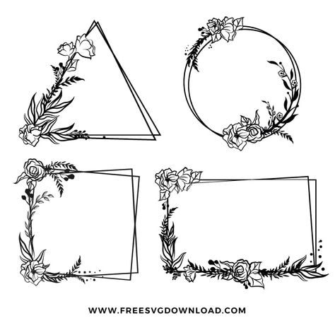 Free Wreath Svg Files, Free Svg Wreath, Floral Wreath Svg Free, Free Floral Svg, Free Cricut Downloads Svg, Wreath Svg Free, Frame Svg Free, Flower Svg Free, Flower Wreath Svg