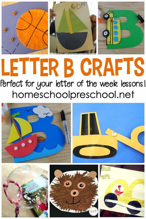 Don't miss this amazing collection of crafts to teach Letter B featuring 20 different "Bb" words! They're perfect for your Letter of the Week plans! Letter Bb Crafts For Preschool, Letter Of The Week B, Preschool Letter B, Alphabet Lesson Plans, Letter B Activities, Bus Crafts, Prek Activities, Letter Learning, Alphabet Crafts Preschool