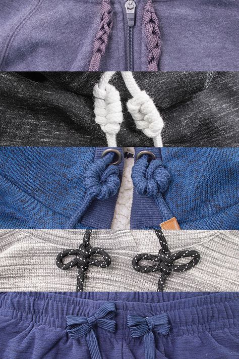 Ways To Tie Sweatshirt Laces, Knot Tying For Hoodies, How To Tie Joggers Knot, Knots For Sweatshirt Ties, Cool Ways To Tie Hoodie Laces, Tying Sweatshirt Ties, Sweatshirt Tie Knots, Hoodie Laces Tying Techniques, Tie Sweatshirt Strings