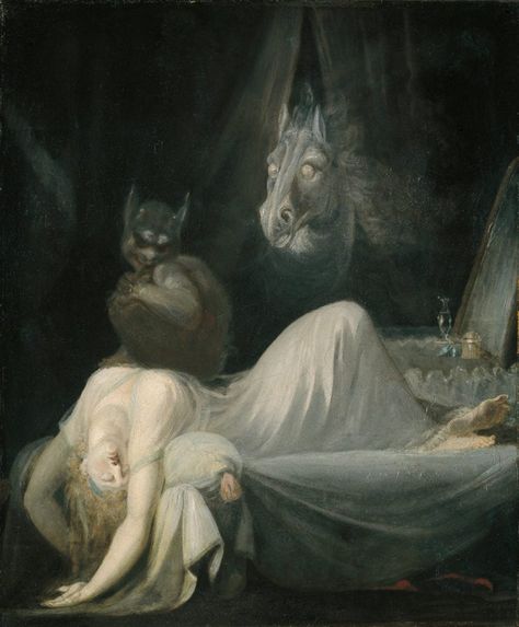 Romanticism Paintings, Henry Fuseli, Romanticism Artists, Nightmares Art, Romantic Paintings, Dark Romantic, Romantic Art, The Nightmare, Figurative Art