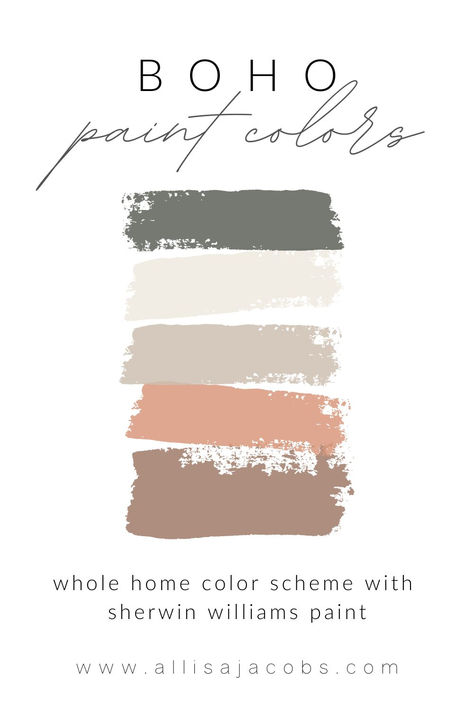 boho paint colors Earthy Colour Scheme, Boho Paint Colors Sherwin Williams, Modern Boho Paint Colors, Earthy Boho Color Palette, Cozy Color Palette, Boho Paint Colors, Color Palette Sherwin Williams, Boho Color Scheme, Cozy Colors Palette