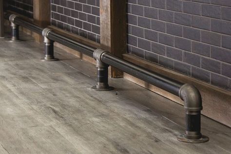 Bar Foot Rail Ideas, How To Make A Bar, Bar Foot Rail, Pipe Railing, Urban Bar, Bar Refrigerator, Rail Bracket, Commercial Bar, Bar Rail