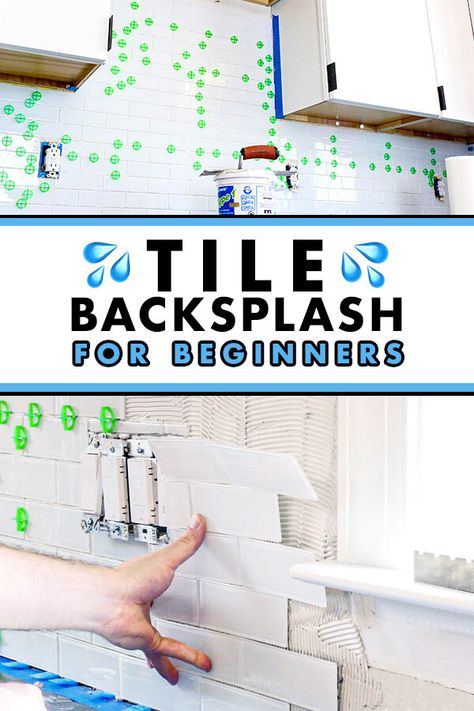 How To Install Glass Tile Backsplash, Modern Kitchen Diy, Subway Tile Bathroom Ideas, How To Install Tile, Kitchen Tile Diy, Backsplash Installation, Installing Tile, Glass Subway Tile Backsplash, Glass Mosaic Tile Backsplash