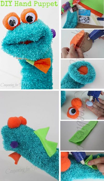 DIY Hand Puppet Cute And Easy To Make! Diy Sock Puppets, Animal Hand Puppets, Hantverk Diy, Felt Puppets, Glove Puppets, Puppets For Kids, Puppets Diy, Sock Puppets, Puppet Patterns