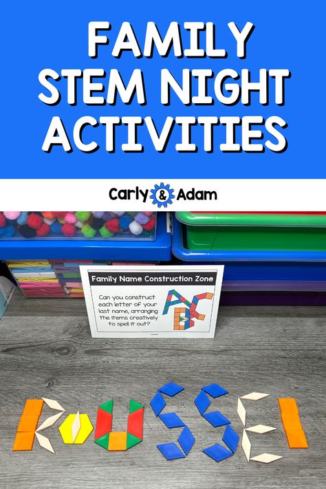 Plan an engaging Family STEM Night or Family STEAM Night with these 12 fun, hands-on and low-prep Family STEM Night Activities! Stream Activities For Kindergarten, Grade 2 Stem Activities, Family Stem Activities, Stem Night Themes, Stem Family Night Activities, Math And Science Night Activities, Steam Day Activities, Family Math Night Elementary Activities, Kindergarten Building Activities