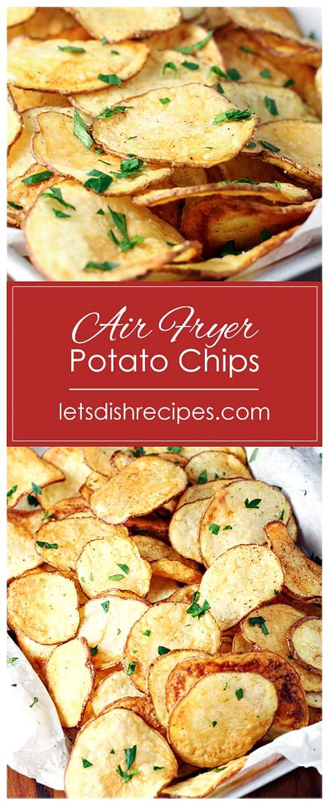 Potatoes Chips In Air Fryer, Potato Chips Air Fryer Recipes, Red Potato Chips Air Fryer, Potato Chips Homemade Airfryer, Air Fry Chips Recipe, Cactus Cut Potatoes Air Fryer, Healthy Homemade Potato Chips, House Made Potato Chips, Air Fryer Potato Chips Recipe