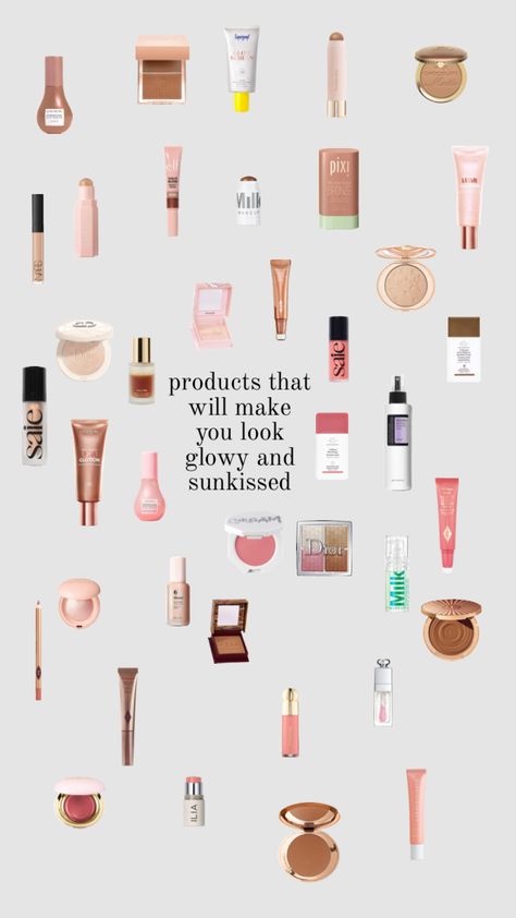 products that will make you look glowy and sunkissed @coralizi Sunkissed Makeup Products, Saie Bronzing Drops, Glowy Makeup Products, Sunkissed Coconut, Sunkissed Look, Makeup Collage, Sunkissed Makeup, Glowy Makeup, Super Ideas