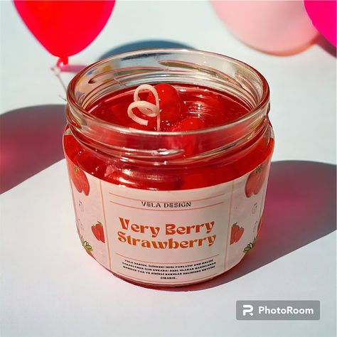 Strawberry Candle, Strawberry Jam, Scented Candle, 1 Year, Jam, Wax, Baby Shower, Candles, Craft Supplies