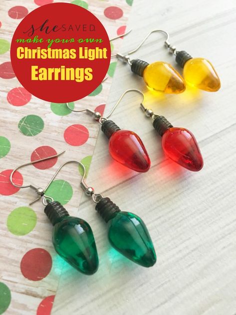 Here's a fun and festive project: Christmas Light Earrings! Easy and also a fun gift idea! | DIY Christmas Craft #christmascraft Christmas Light Earrings, Diy Christmas Earrings, Diy Christmas Lights, Christmas Light Installation, Hanging Christmas Lights, Light Earrings, Earrings Diy, Christmas Light, Christmas Earrings