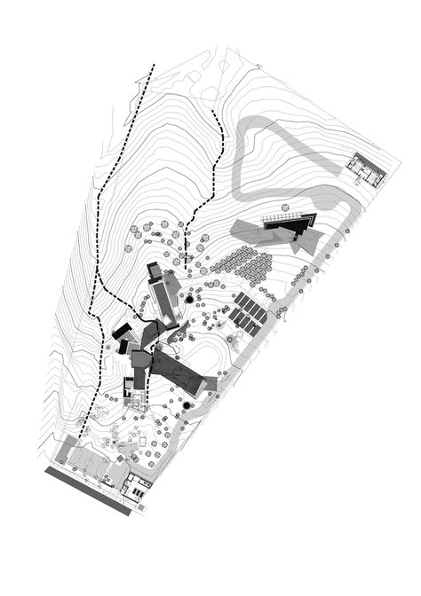 Photo 7 of 8 in A Staggering Retreat in Western India Follows the Contours of Hills and Forest - Dwell Site Plan With Contours, Detailed Site Plan, Contour Site Plan Architecture, Contour Site Architecture, Contour Architecture, Site Plan Architecture, Site Plan Rendering, Site Plan Drawing, Interior Architecture Sketch